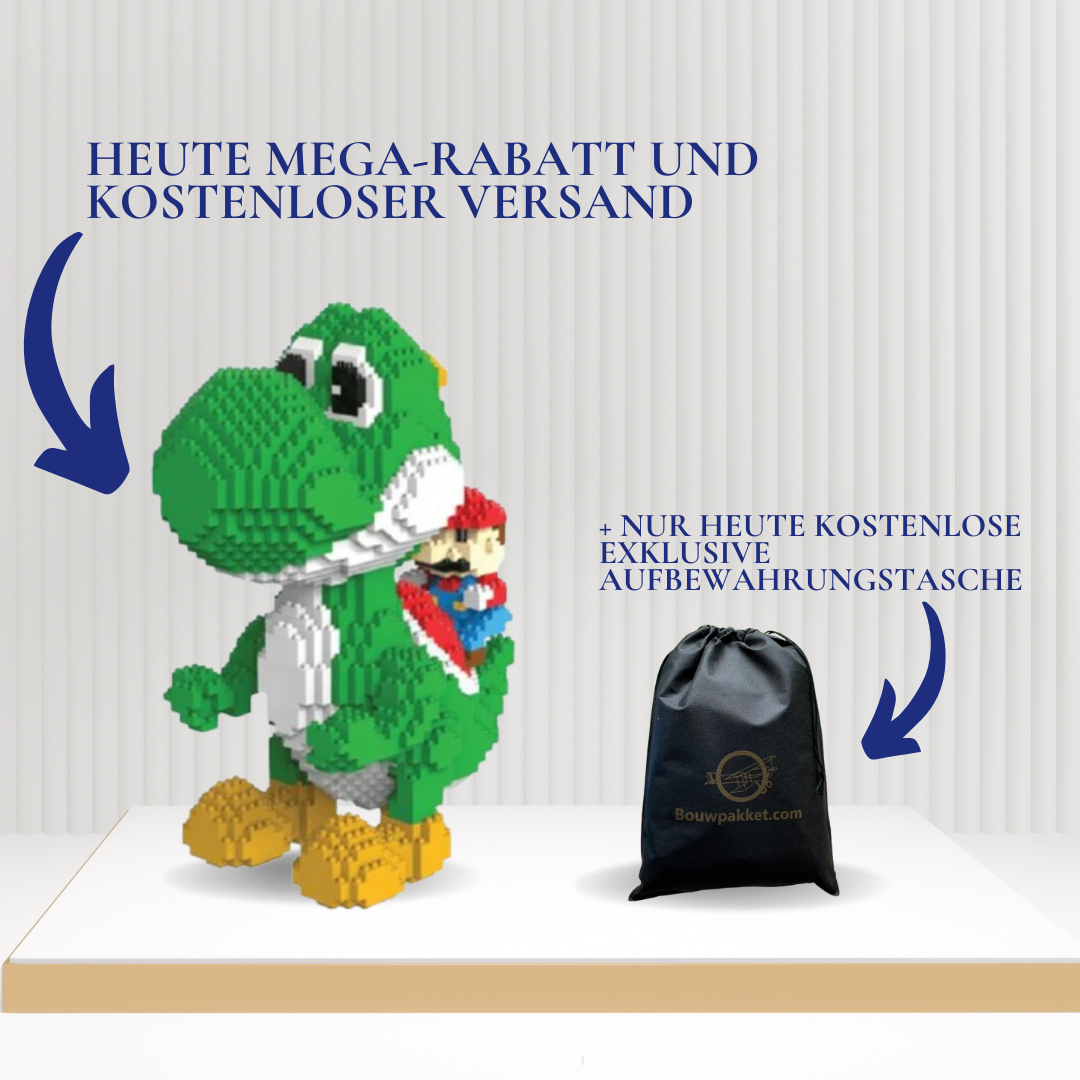 Grüner Dino mit rotem Klempner