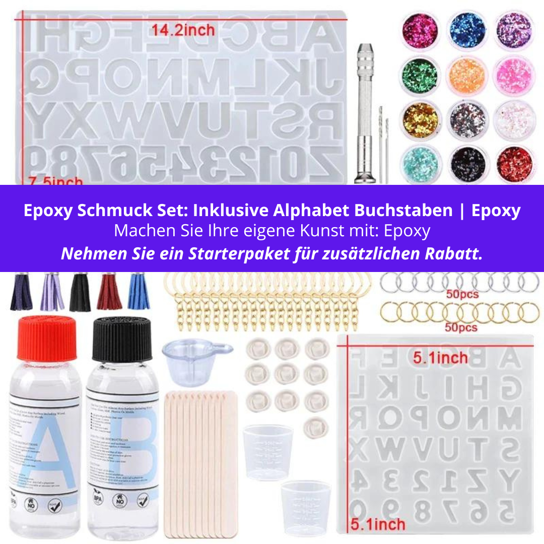 Epoxy Schmuck Set: Inklusive Alphabet Buchstaben | Epoxy