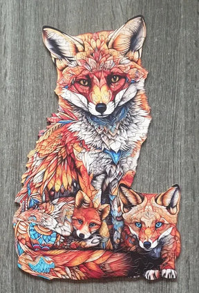 Fuchs mit kleinen Füchsen | 2D Holzpuzzle