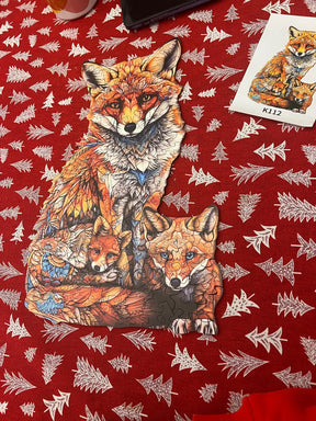 Fuchs mit kleinen Füchsen | 2D Holzpuzzle