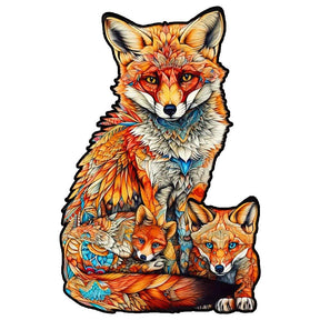 Fuchs mit kleinen Füchsen | 2D Holzpuzzle